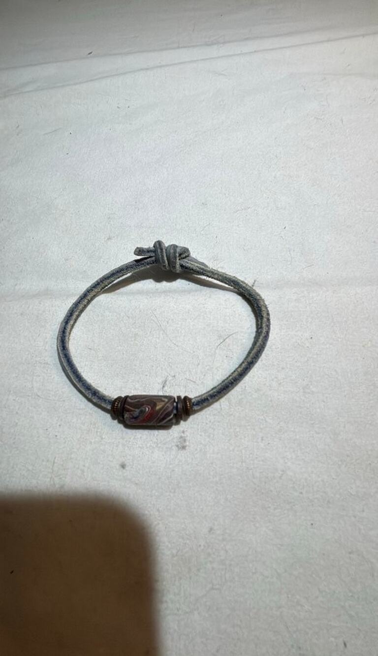 Vintage Style Leather Cord Bracelet with Glass Bead